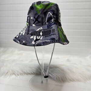 TUGA Reversable Bucket Sun Hat Navy Blue Lime Green Size Large
